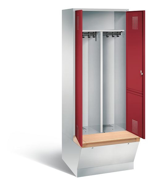 C+P zwart wit kastje Evolo, H2090xW810xD815mm, kleur: lichtgrijs/robijnrood, 48056-22 S10126