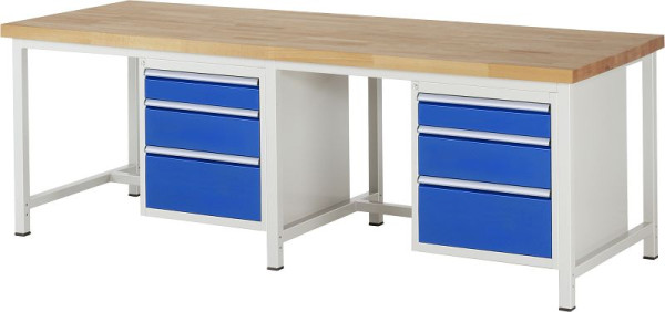 RAU werkbank serie 8000 - frameconstructie (gelast frame), 6 x laden, 2500x840x900 mm, 03-8159A1-259B4S.11