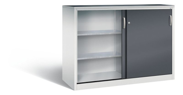 C+P schuifdeurkast Acurado, H1200xB1600xD600mm, kleur: lichtgrijs/zwartgrijs, beugelgreep, 2167-09 S10036