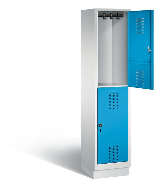 C+P locker dubbeldekker Evolo, H1800xB420xD500mm, kleur: lichtgrijs/lichtblauw, 48320-12 S10035