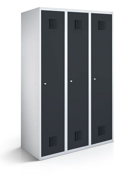 KEMMLIT lockerkast met 3 vakken 30cm met gesloten bodem, antracietgrijs 7016, draaibare sluiting, 100053