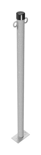 Schake afzetpaal stalen buis Ø 42 x 2,5 mm vast voor deuvelbevestiging, thermisch verzinkt, met 2 ogen, 4042P/2