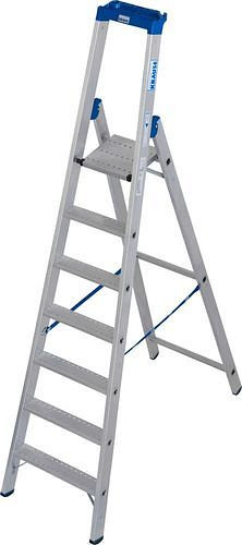 Krause trapladder van aluminium, inclusief plank en emmerhaak, 7 treden R 13, 307635