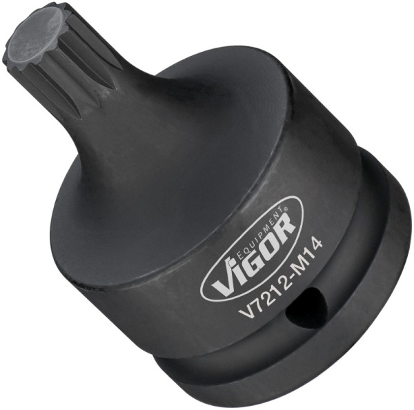 VIGOR slagmoersleutel schroevendraaierbit, hol vierkant 20 mm (3/4 inch), inwendig meertands profiel XZN, M14, V7212-M14
