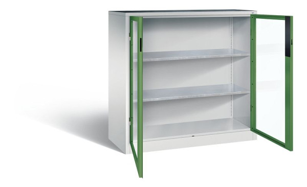 C+P gereedschapskast Acurado, H1200xB1200xD500mm, kleur: lichtgrijs / reseda groen, verzonken handgreep, 8531-0552 S10017