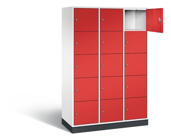 C+P XL lockerkast Intro, H1950xB1220xD490mm, kleur: verkeerswit / vuurrood, 8570-302 S10130