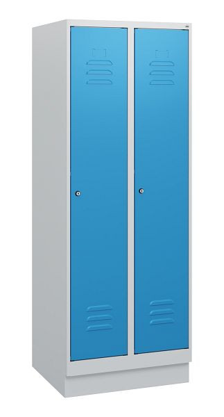 C+P luierkluis Classic PLUS, onderbouw, 2 vakken, 1630x600x500mm, 7035/5012, cilindersloten, 0800205-20 S10019