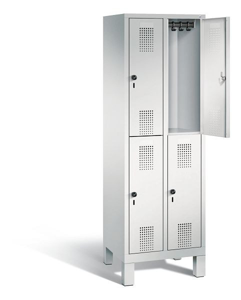 C+P locker dubbeldekker Evolo, H1850xB610xD500mm, kleur: lichtgrijs, 48310-20 S10034