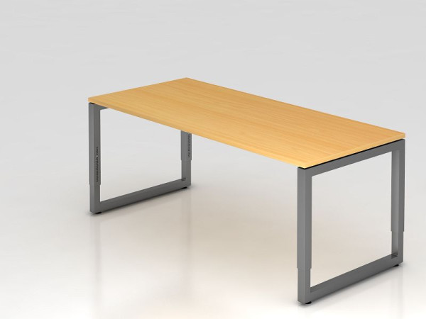 Hammerbacher bureau O-voet vierkant 180x80cm beuken/grafiet, rechthoekige vorm met zwevend tafelblad, VRS19/6/G
