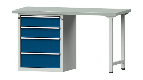 ANKE werkbanken combinatie werkbank, model 816 V, 1500 x 700 x 840 mm, RAL 7035/5010, ZBP 40 mm, 415.012