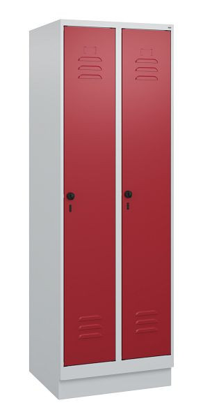 C+P luierkluis Classic PLUS met middenwand, bodem, 2 vakken, 1800x600x500mm, 7035/3003, veiligheidsdraaigrendel, 0800207-20F S10001