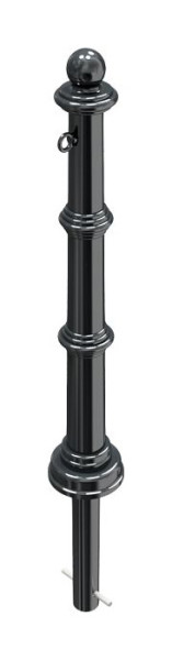 Schake aluminium stijlpaal serie 495B, stationair, voor inbedding in beton met grondanker, totale lengte ca. 1300 mm, met 1 oog, 495B+1