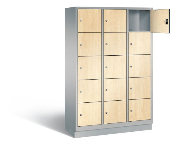 C+P lockerkast Evolo, H1800xB1200xD500mm, kleur: wit aluminium / Donau esdoorn decor, 48020-325 S10227