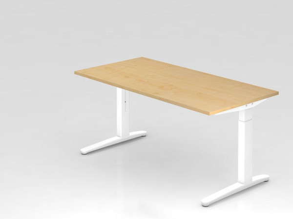 Hammerbacher bureau C-onderstel 160x80cm esdoorn/wit, aluminium loper wit, VXB16/3/WW