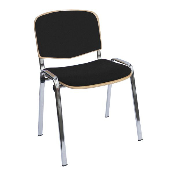 Lüllmann bezoekersstoel, bekleed met beukenmultiplex, 450/810 x 545 x 425 mm, chroom/zwart, 225480