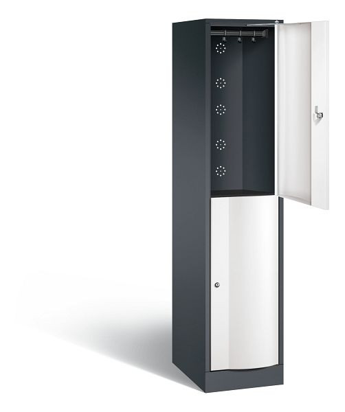 C+P locker, dubbellaags Resisto, H1950xB396xD540mm, kleur: zwartgrijs / verkeerswit, 8270-172 S10068