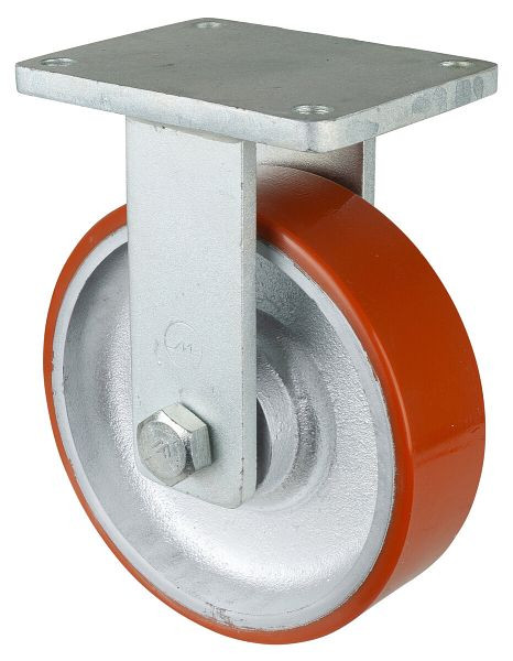 BS Rollen Zwaarlastwiel, bokwiel, wielbreedte 75 mm, wiel-Ø 250 mm, draagvermogen 1600 kg, polyurethaan gegoten 95 Shore A, gegoten, kogellager, RR110.C10.252