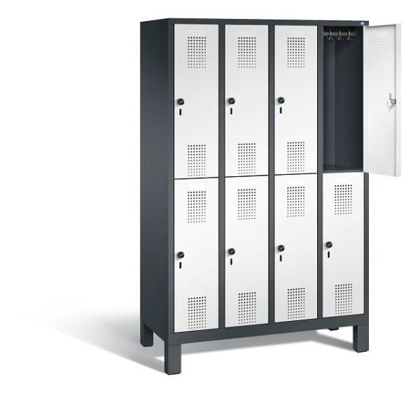 C+P locker 2-laags Evolo, H1850xW1190xD500mm, kleur: zwartgrijs / verkeerswit, 48310-40 S10466