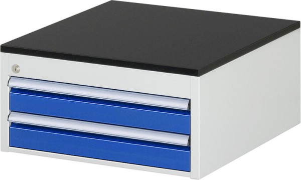 RAU ladekast serie 7000, B580 x D650 x H280 mm, 2 x lade afmeting L 2xH90 mm, werkblad met melamineharscoating, 03-L1.3A-M.11
