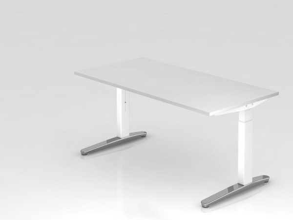 Hammerbacher bureau C-poot 160x80cm wit/wit, gepolijst, rechthoekige vorm, VXB16/W/WC