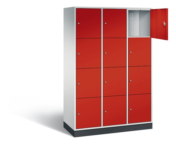 C+P XL lockerkast Intro, H1950xW1220xD490mm, kleur: lichtgrijs / vuurrood, 8470-302 S10052