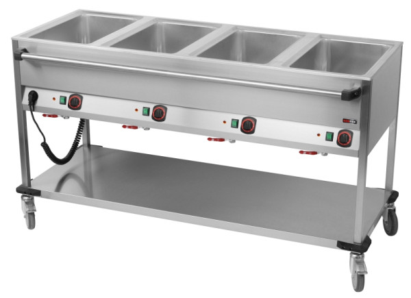 A&S Gastro Bain-Marie wagen verrijdbaar 4x GN 1/1, 650x1300x900 mm, BMPD 4120