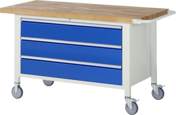 RAU verrijdbare werkbank 8000 - model 8357, B1500 x D700 x H880-1080 mm, met 3 laden, 15-8357A2-157B4H.11