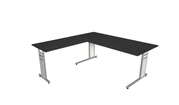 Kerkmann bureau B 1800 x D 800 x H 680-820 mm met aanbouw-/aanbouwtafel, vorm 4, kleur: antraciet, 11409913