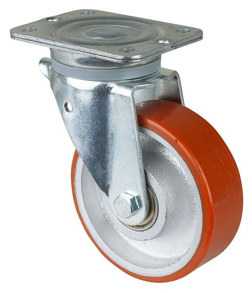 BS Rollen zwaarlastwiel, wielbreedte 50 mm, wiel-Ø 150 mm, draagvermogen 600 kg, gegoten polyurethaan 95 Shore A, gegoten wiellichaam, kogellager, N100.C10.154
