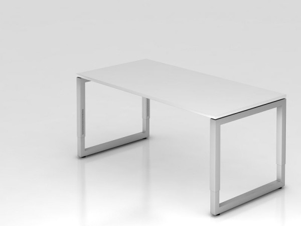 Hammerbacher bureau O-voet vierkant 160x80cm wit, rechthoekige vorm met zwevend tafelblad, VRS16/W/S