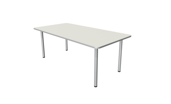 Kerkmann Desk Prime - B 2000 x D 1000 x H 750 mm, 4-poots frame in aluminium zilver, wit, 11040910
