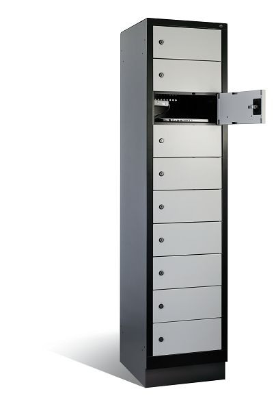 C+P lockerkast Evolo, H1850xW420xD500mm, kleur: zwart-grijs/wit aluminium, 48020-1210 S10019