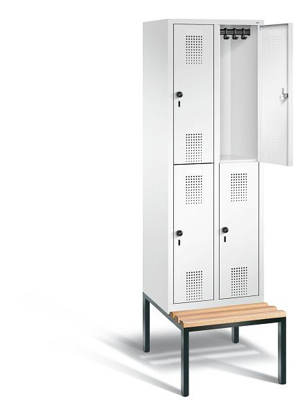 C+P locker dubbeldekker Evolo, H2090xB610xD815mm, kleur: verkeerswit, 48350-20 S10223