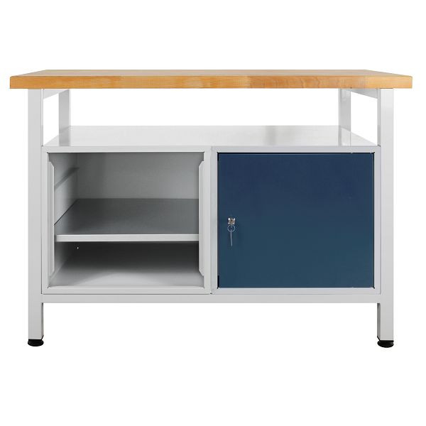 ADB werkbankdeur + plankdeel en plank, afmetingen: 1200x600x840mm (BxDxH), kleur werktafel: grijs, RAL 7035, kleur deur: antracietgrijs, RAL 7016, 42939