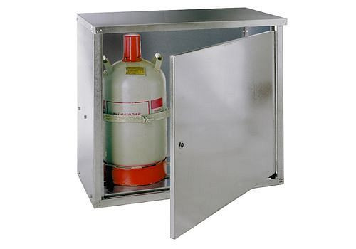 DENIOS vloeibaar-gasflessenkast ST 20, voor 2 x 11kg flessen, gesloten wand + 1-vleugelige deur, 116-961