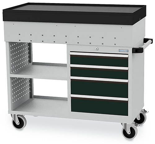 Bedrunka + Hirth werkplaatswagen T500 R18-16 met telescopisch uittrekbaar, cilinderslot, 1 x legplank, 2 x lades à 100 mm, 2 x lades à 150 mm, 04.116.09
