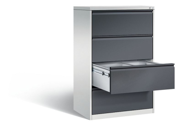 C+P hangarchiefkast Acurado, H1357xB787xD590mm, kleur: lichtgrijs/zwartgrijs, handgreep, 12934-312 S10031