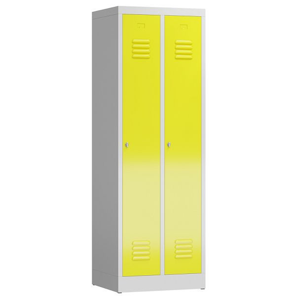 Lüllmann ClassiX kledingkast, 2 vakken, 1800 x 590 x 500 mm, lichtgrijs/zinkgeel, X-510126