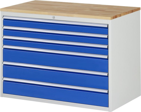 RAU ladekast serie 7000, B1145 x D650 x H825mm, laden: 3xH90, 3xH150 mm, massief beukenhouten blad, dikte 25mm, 03-XXL5.9A-B.11