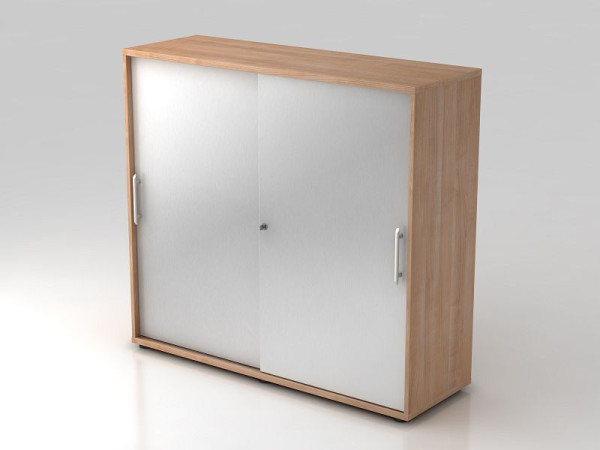 Hammerbacher schuifdeurkast 3OH 120cm relinggreep walnoot/zilver, 120x40x110 cm (BxDxH), V1753S/N/S/RE
