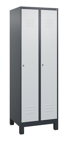 C+P luierkastje Classic PLUS met middenwand, voeten, 2 vakken, 1800x600x500mm, 7016/7035, cilindersloten, 0800107-20F S10028