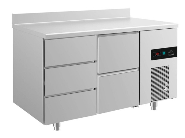 A&S Polarny koeltafel -2 tot +8°C met 1x twee laden en 1x drie laden links, 1400 x 700 x 850 mm, met opstand, KT2DZA