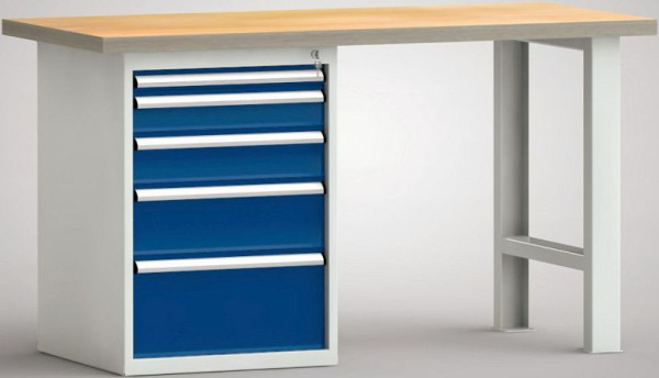 KLW standaard werkbank, 1500 x 700 x 840 mm, met beuken multiplex blad, WS515N-1500M40-E0805