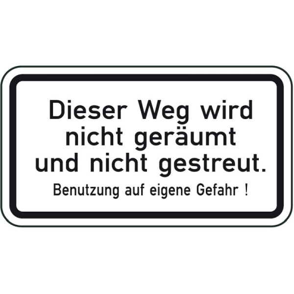 Stenen HGS winterbord/verkeersbord Dit pad wordt niet vrijgemaakt of gestrooid. Gebruik op eigen risico, 600x330mm, 14168
