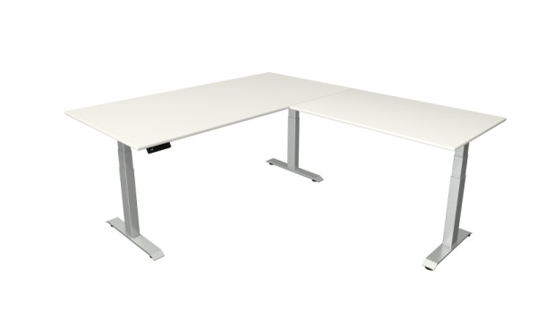 Kerkmann zit-statafel B 2000 x D 1000 mm met aanbouwelement 1200 x 800 mm, elektrisch in hoogte verstelbaar van 640-1290 mm, wit, 10043310