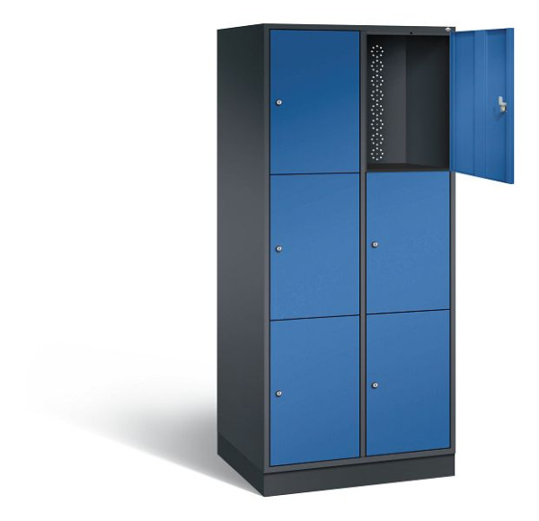 C+P XL lockerkast Intro, H1950xW820xD590mm, kleur: zwartgrijs / gentiaanblauw, 8370-203 S10073
