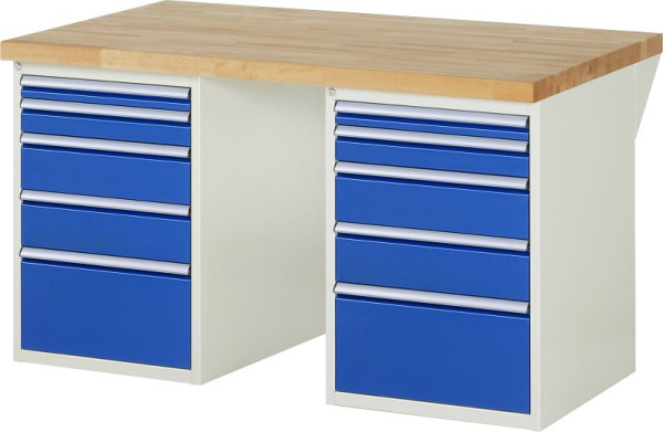 RAU werkbank serie 7000 - modulair ontwerp, 10 x laden, 1500x840x900 mm, 03-7511A3-159B4S.11