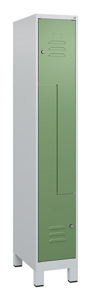 C+P Z-Spind Classic PLUS, voeten, 2 vakken, 1800x300x500mm, 7035/6011, cilindersloten, 0800137-102 S10021