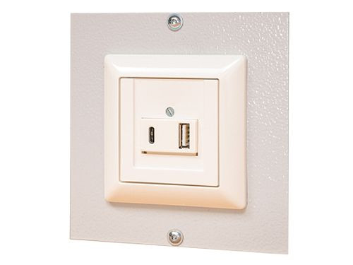 Bedrunka+Hirth afdekplaat incl. USB A en USB C aansluiting, afmetingen in mm (BxH): 125 x 125, 07.861.33