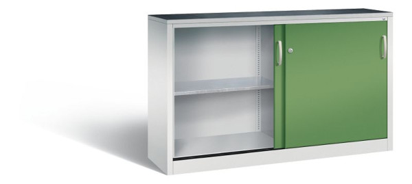 C+P schuifdeurkast Acurado, H1000xB1600xD400mm, kleur: lichtgrijs / reseda groen, beugelgreep, 2146-09 S10047